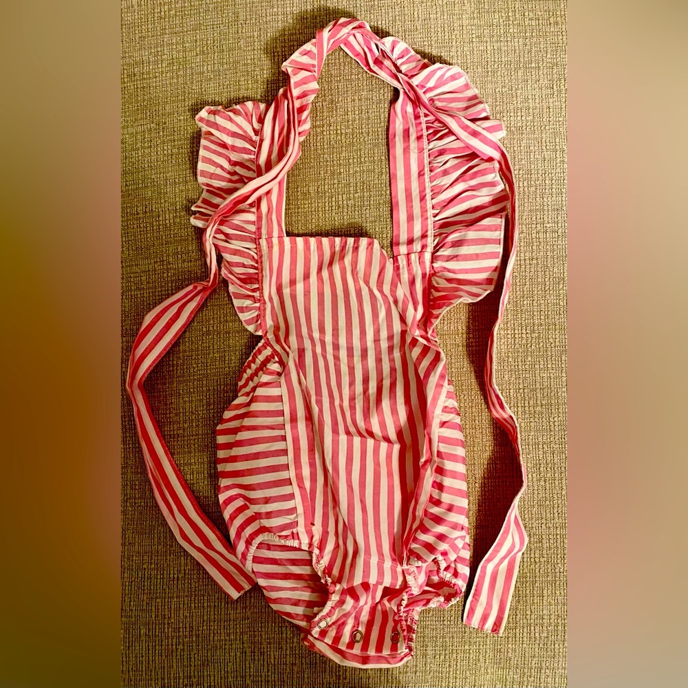 Pink and White striped ruffle